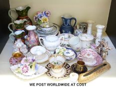 A collection of ceramics to include Masons graduated jugs, Limoges dressing table set,