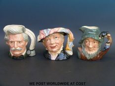 Royal Doulton large character jugs Mark Twain D6654, Pearly Queen D6789,