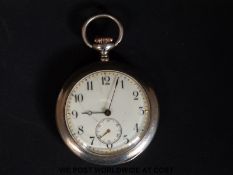 Omega silver cased gentleman's top winding pocket watch with subsidiary seconds dial,