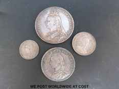 An 1887 Jubilee crown, fine, together with a half crown,