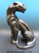 An Art Deco style plaster model of panther, signed A.