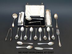 A quantity of hallmarked silver cutlery, to include a set of 12 teaspoons,