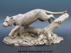 K Sherwin hallmarked silver limited edition (15/100) lioness or similar big cat (length 29cm)