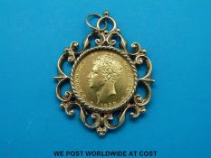 An 1830 George IV gold full sovereign shield reverse gold full sovereign in pendant (15g in total)