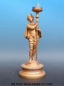 A gilt globe mystery clock in the form of a Shakespearean style character,