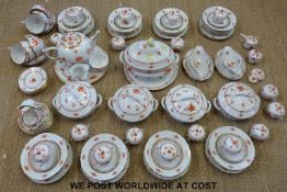 An extensive Herend 18 place setting dinner service including four tureens, one fish tureen,