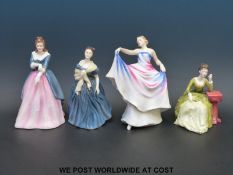 Four Royal Doulton figurines, Maxine HN3199, Liberty HN3201,