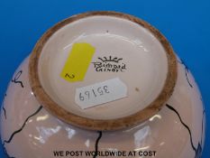 A Richard Ginori pedestal vase with silver lustre decoration against a pink ground (13cm tall)