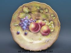 A Royal Worcester painted fruit plate, signed B.