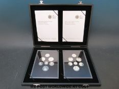 A double UK Royal Mint 2008 silver proof coin collection,