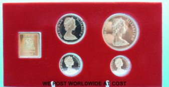 Pobjoy Mint Ltd 22 carat gold proof coin set Queen Mother's 80th Birthday comprising The Isle of