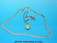 A 9ct gold flat link necklace and a 9ct gold locket and chain (10.