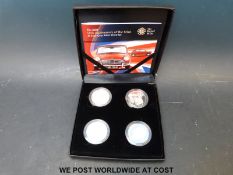 A 2009 UK Royal Mint 50th Anniversary of the mini four coin silver proof set,