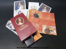 Six Royal Mint UK brilliant uncirculated five pound coins together with an uncased example