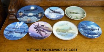 Seven collectors plates World War II aircraft including a Douglas Bader example