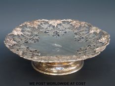 An Elizabeth II hallmarked silver tazza with pierced and applied vine edge,