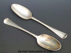 A pair of George III Irish hallmarked silver rat tail tablespoons,