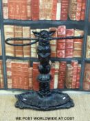 A possibly Coalbrookdale umbrella or hall stand formed as a dog holding a hunting crop in its mouth