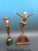 An Art Deco style dancer figure, height 32.