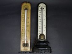An F.L. West, 31 Cockspur St, Charing Cross desk thermometer and one other, height 20.