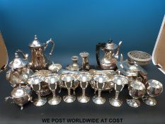 A quantity of plated ware including tea set,