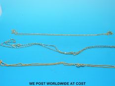Two 9ct gold chains (3.1g) and an 18ct gold fine chain (3.