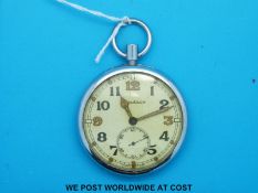 A Jaeger Le Coultre military pocket watch marked to dial with maker's name and to back with