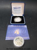 A 1999 2000 Millennium silver proof crown in case with certificate,