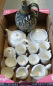 A Poole Pottery 'Fleur' pattern tea set and a Glyn Colledge for Denby ewer