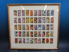 Two framed sets of floral cigarette cards