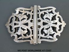 A hallmarked silver nurses belt buckle, Chester 1903,