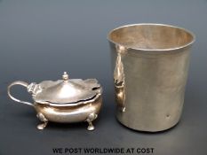 A French white metal beaker with head mark to rim and maker's mark for Cesar Tonnelier to base,