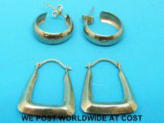 Two pairs of 9ct gold earrings