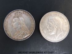 An 1890 Queen Victoria jubilee crown together with a 1935 'rocking horse' crown