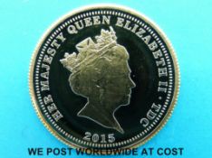 A Bradford Exchange boxed 9ct gold (4gm) 'Vivat Regina' double crown coin, 2015,