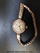 An English 9ct gold ladies wristwatch in octagonal Chester hallmarked case,