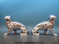 A pair of Victorian plated panthers or leopards with kite mark circa 1862,