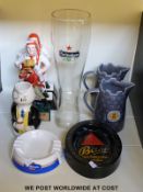 Breweriana including two Carltonware 'Pick Flowers' Brewmaster figures, Johnnie Walker figure,