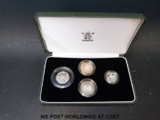 A 2005 Royal Mint cased Piedfort set of four coins,