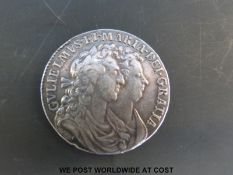 A William and Mary 1689 half crown better than fine