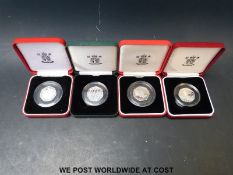 Four 50 pence silver proof cased Piedfort coins