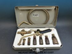 A cased Sievert 3499 gas torch set with six differently sized burners
