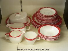 A collection of Midwinter Stylecraft Red Domino dinner and tea ware
