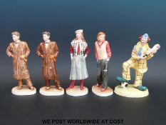 Five Coalport figurines,