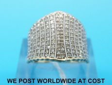 A 9ct gold ring set with rows of diamonds (size N)