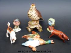 A group of Beswick to include Song Thrush, Hound, Fox,