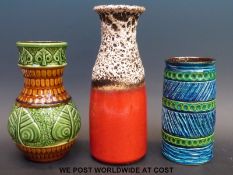 Three retro West German vases