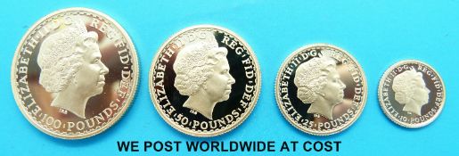 A 2007 gold proof four coin Britannia set