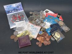 An amateur coin collection including silver content, £5 coins etc.