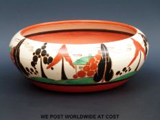A Clarice Cliff bowl in the Fir Trees pattern (8cm tall,
